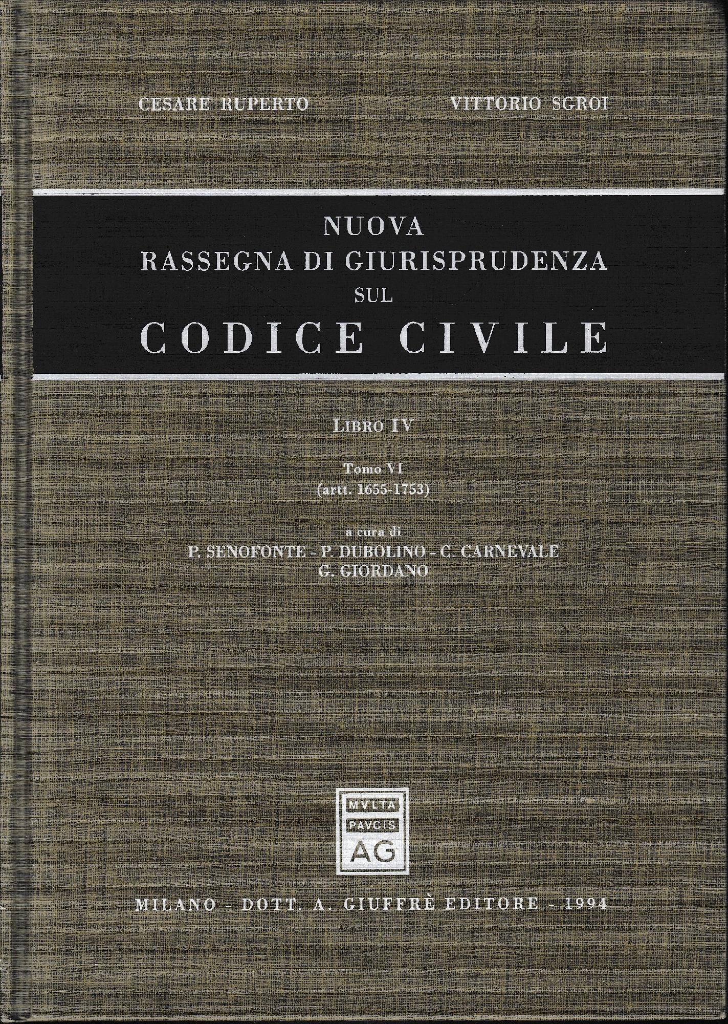 Nuova rassegna di giurisprudenza sul Codice civile. Artt. 1655-1753 ( vol. 4/ tomo 4) - copertina
