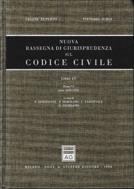 Nuova rassegna di giurisprudenza sul Codice civile. Artt. 1655-1753 ( vol. 4/ tomo 4) - copertina