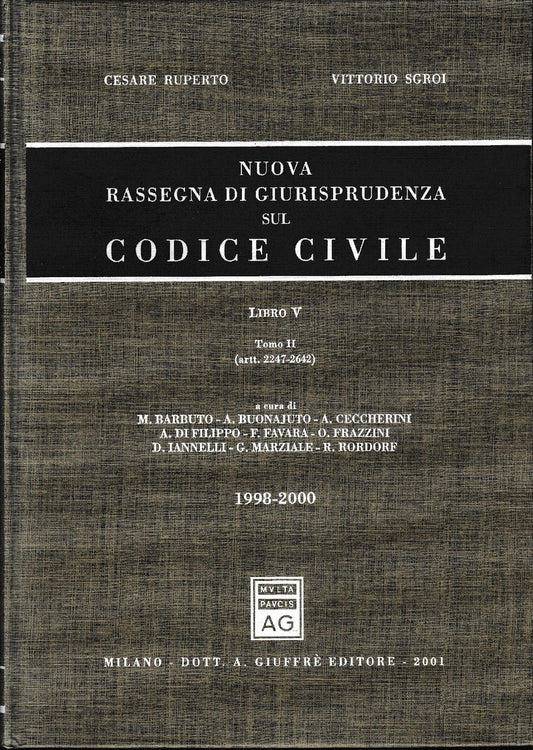Nuova rassegna di giurisprudenza sul Codice civile. Aggiornamento 1998-2000 artt. 2247-2642) (Vol. 5/ tomo 2)) - copertina