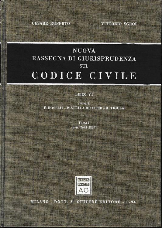Nuova rassegna di giurisprudenza sul Codice civile. Artt. 2643-2899 (Vol. 6/ tomo 1) - copertina