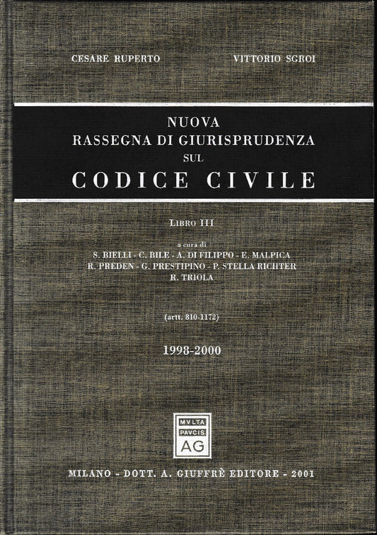 Nuova rassegna di giurisprudenza sul Codice civile. Aggiornamento 1998-2000 artt. 810-1172 (Vol. 3) - copertina