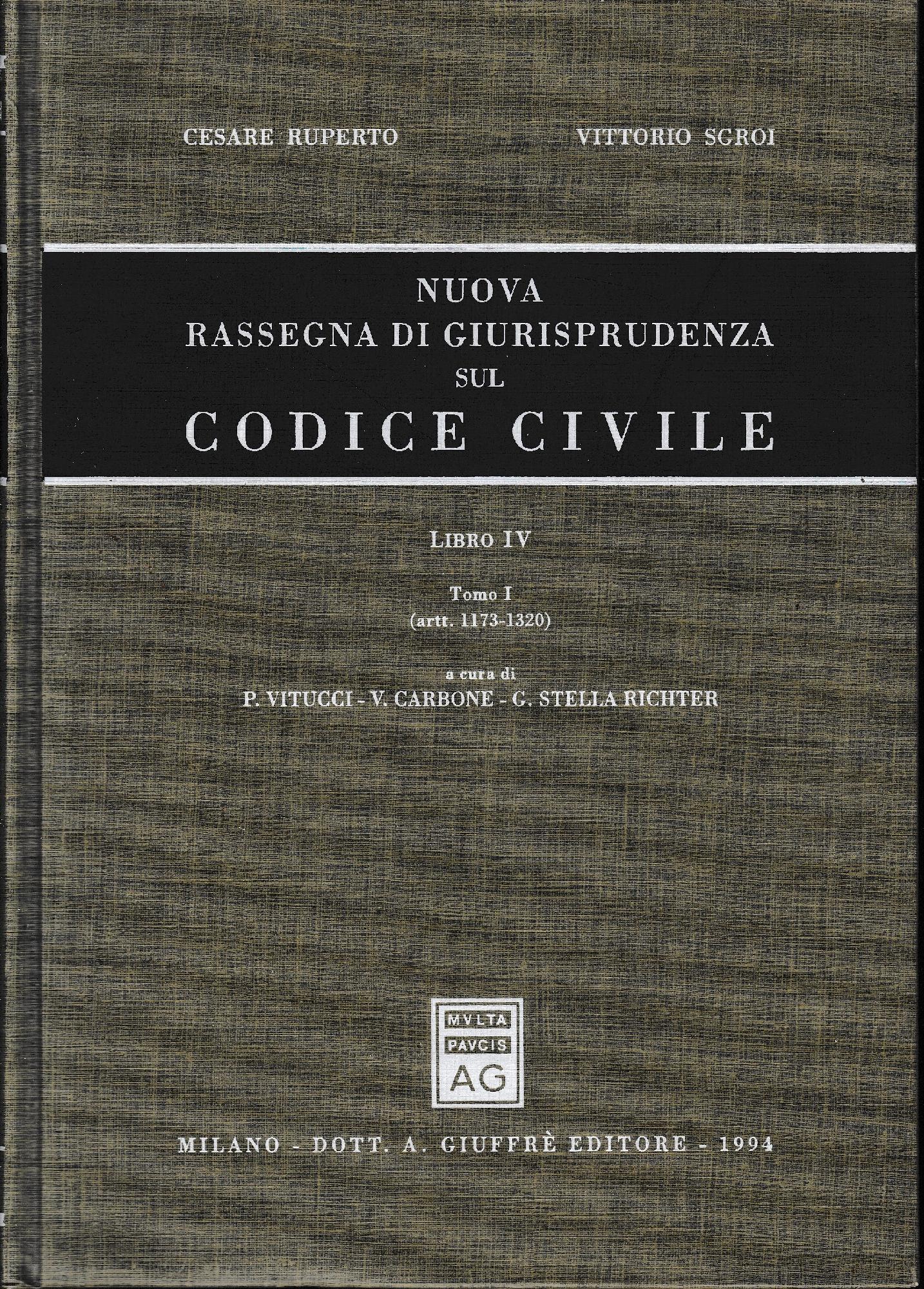 Nuova rassegna di giurisprudenza sul Codice civile.  Artt. 1173-1320 (vol. 4/ tomo 1) - copertina