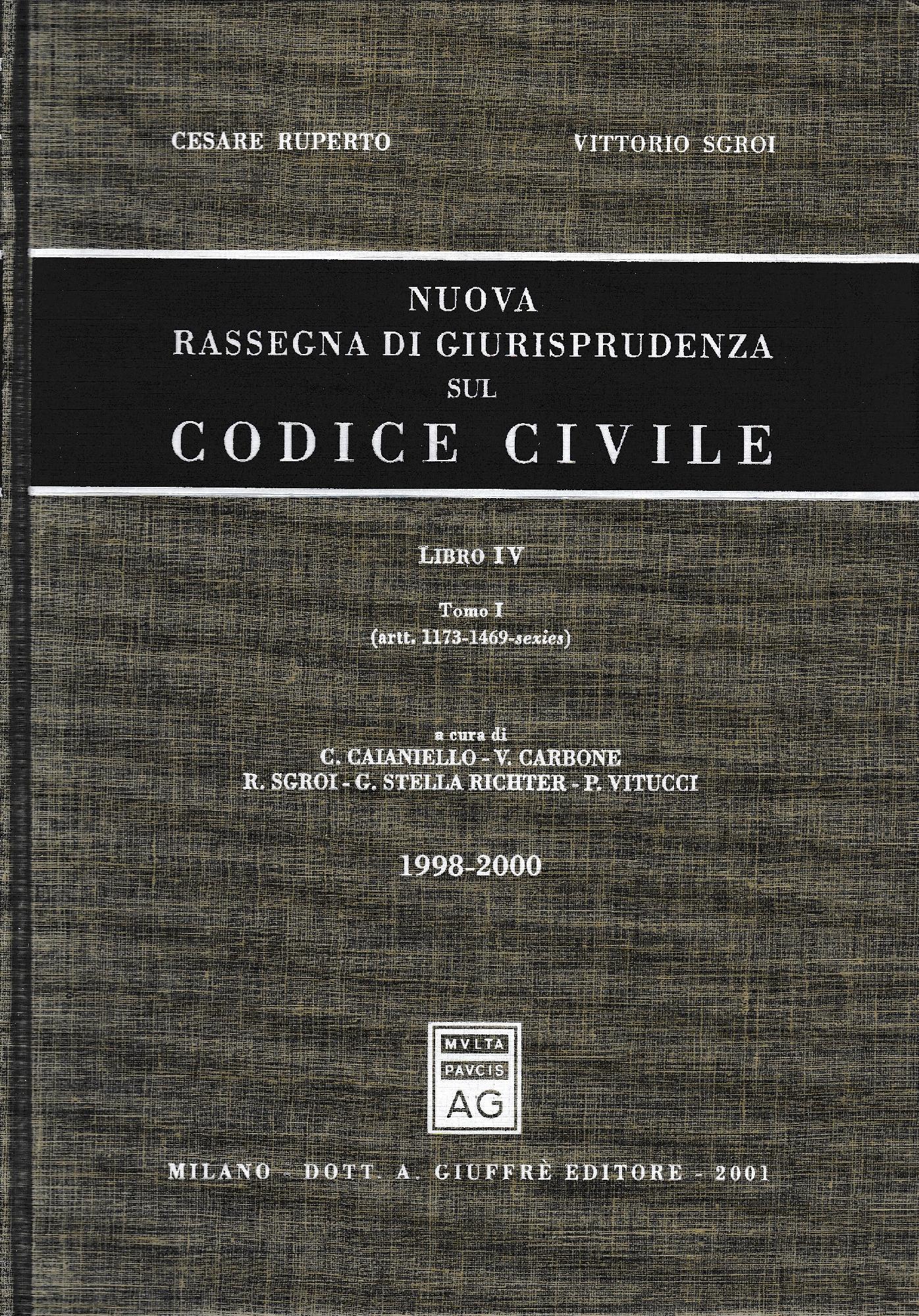 Nuova rassegna di giurisprudenza sul Codice civile. Artt. 1470-2059 (vol. 4/ tomo 1) - copertina