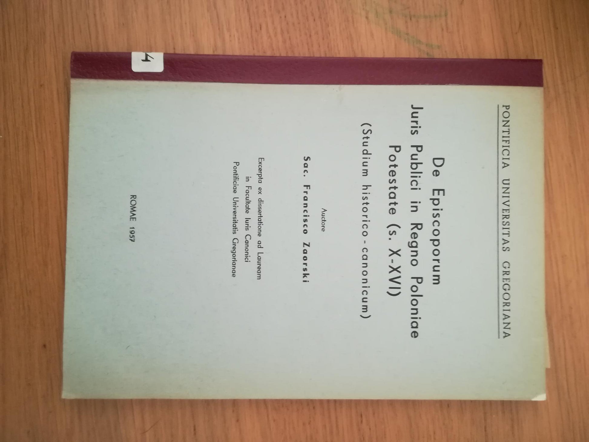 De Episcoporum Juris Publici in Regno Poloniae Postate - copertina