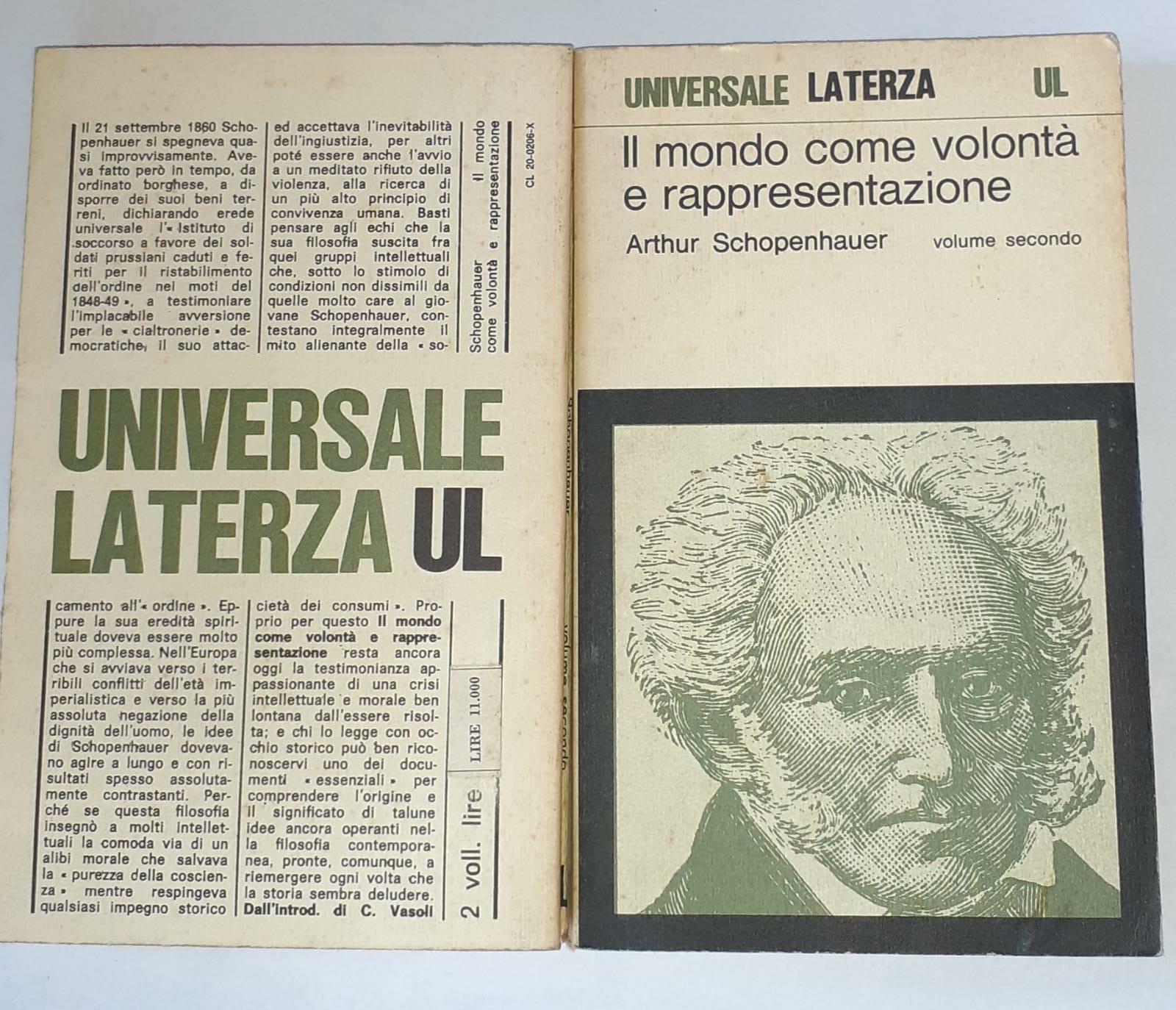 Il mondo come volonta' e rappresentazione - copertina