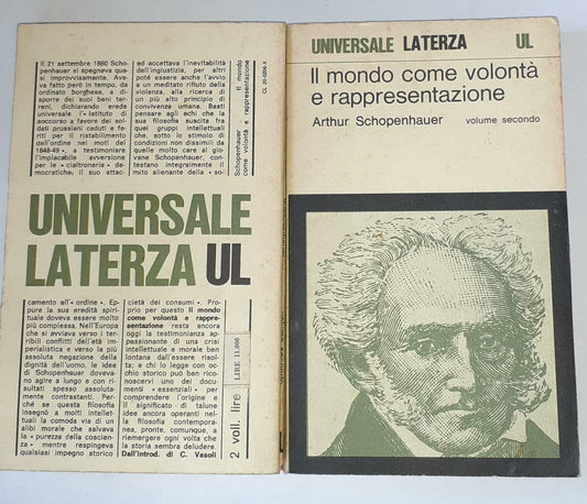 Il mondo come volonta' e rappresentazione - copertina