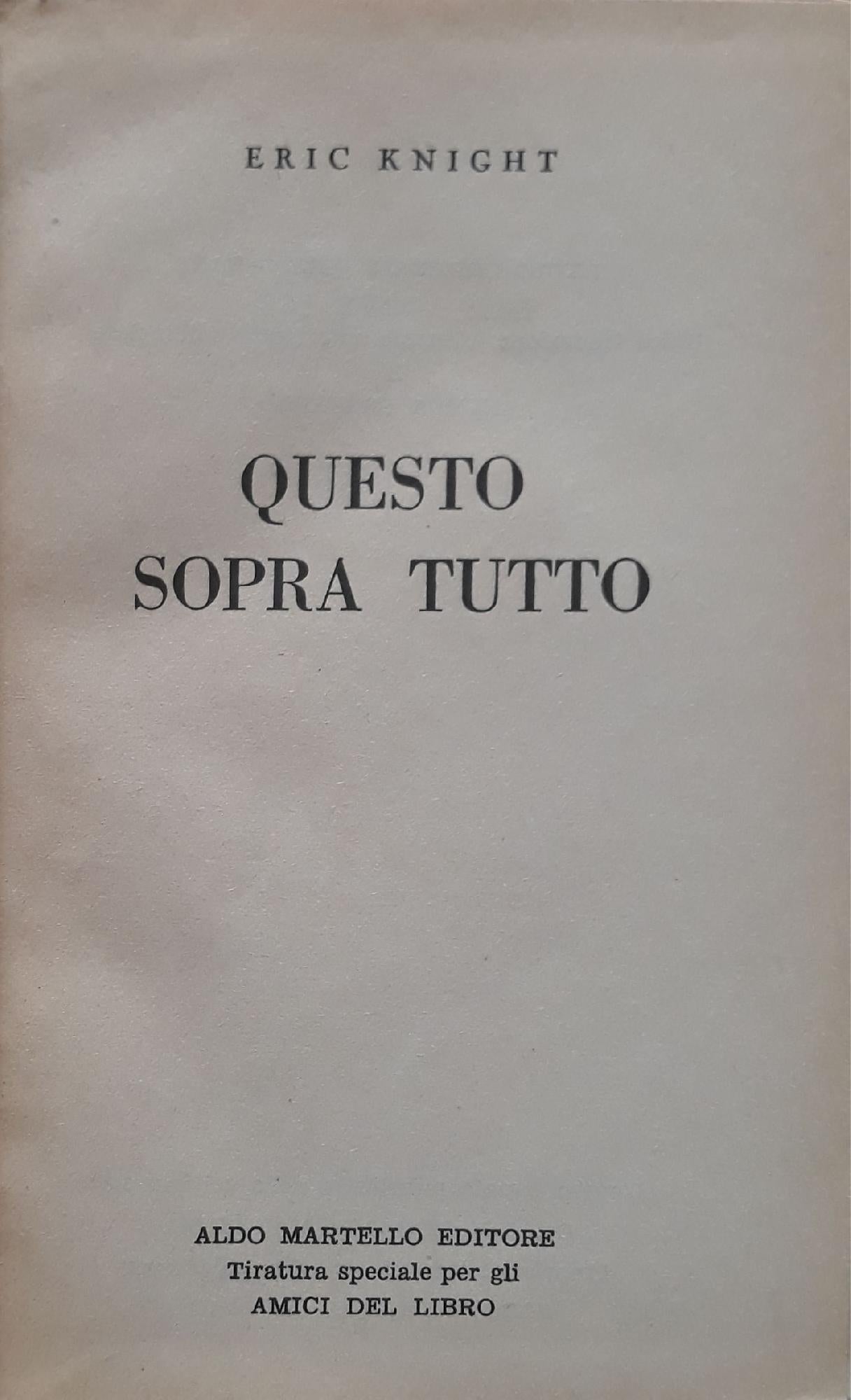 Questo sopra tutto - copertina