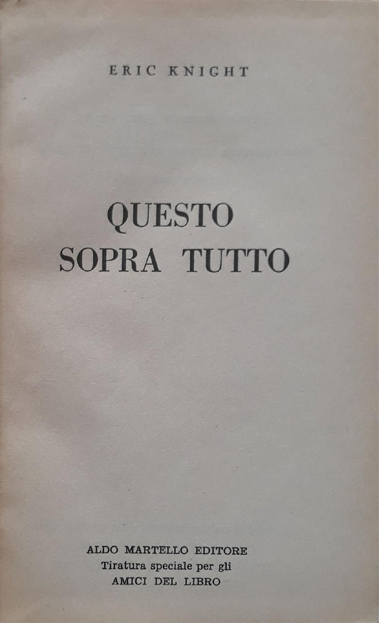 Questo sopra tutto - copertina