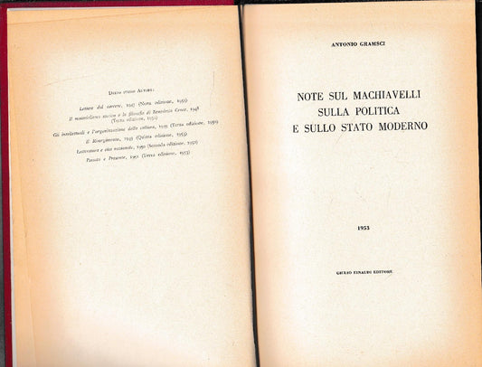 Note sul Machiavelli sulla politica e sullo Stato moderno - copertina