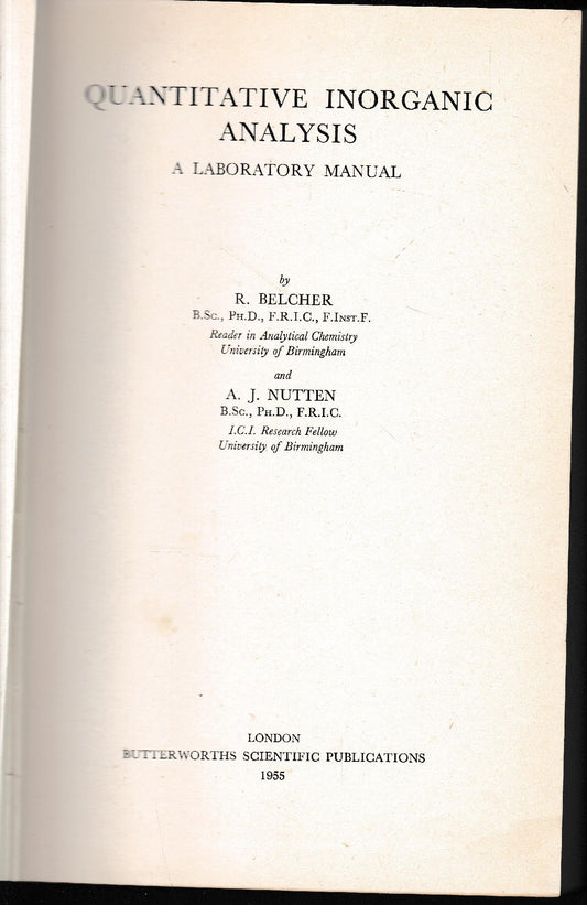 Quantitative inorganic analysis a laboratory - copertina