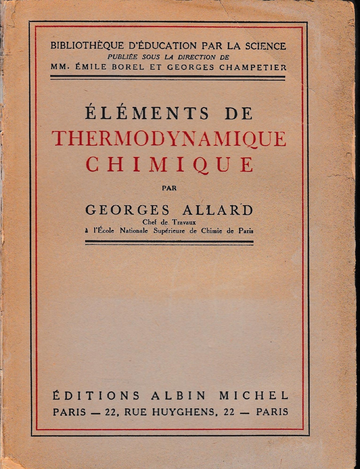 Eléments de Thermodynamique Chimique - copertina