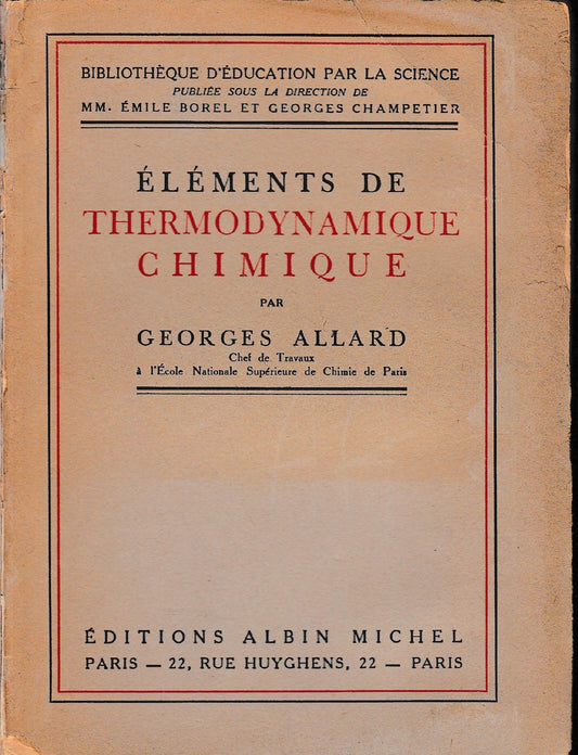 Eléments de Thermodynamique Chimique - copertina