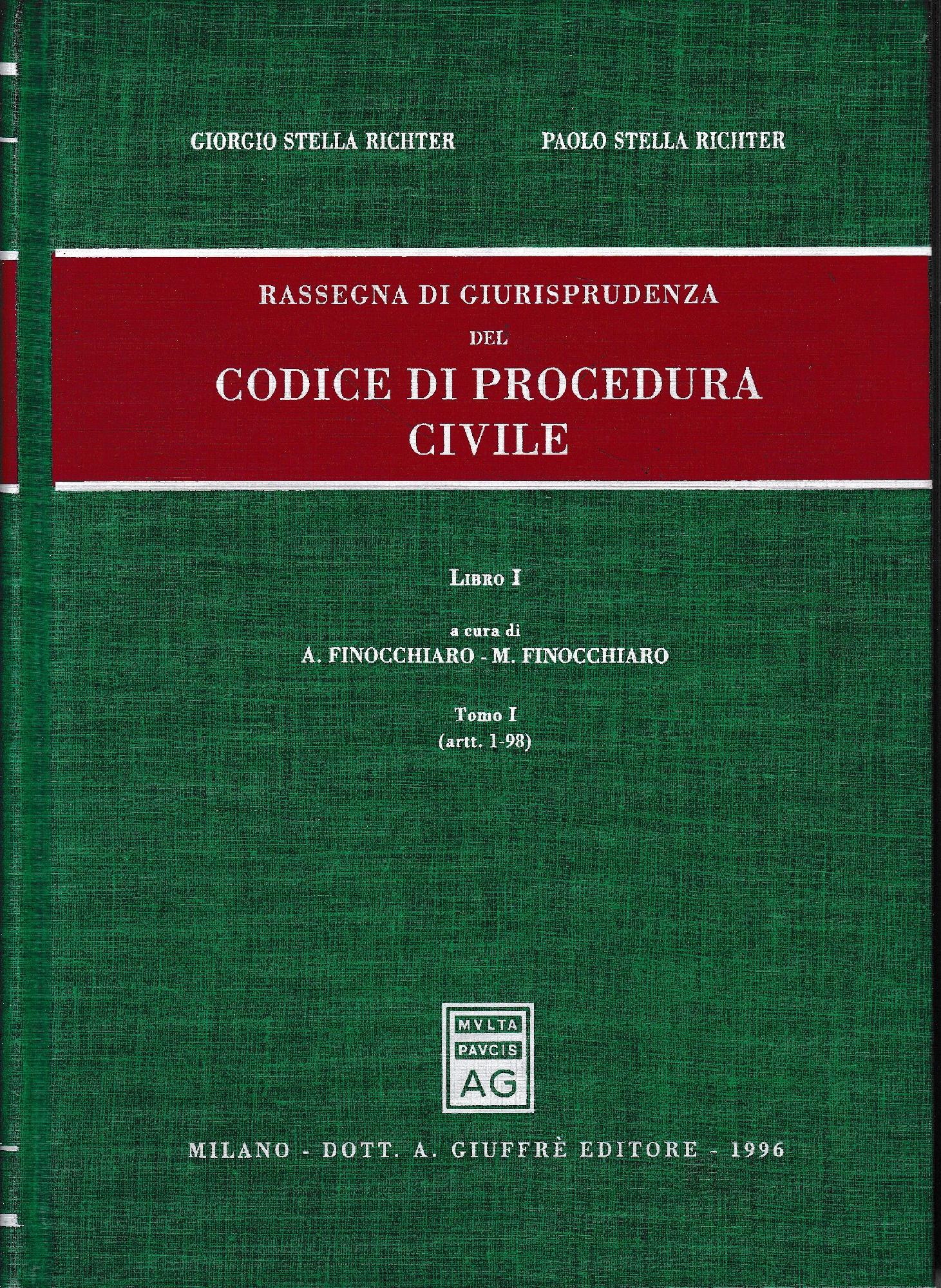 Rassegna di giurisprudenza del Codice di Procedura Civile. Artt. 1-98 (Vol. 1/tomo 1) - copertina