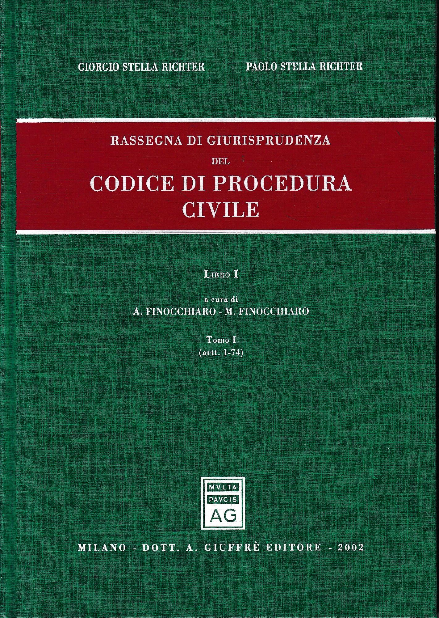 Rassegna di giurisprudenza del Codice di procedura civile. Aggiornamento 1999-2001. Artt. 1-74 (Vol. 1/tomo 1) - copertina