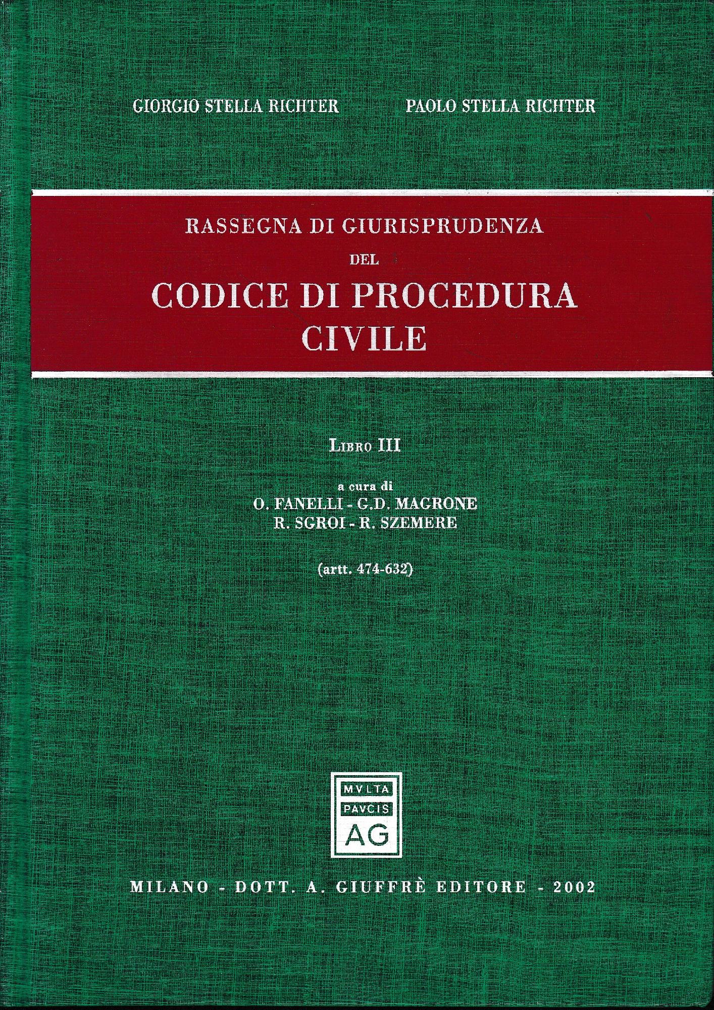 Rassegna di giurisprudenza del Codice di procedura civile. Aggiornamento 1999-2001. Artt. 474-632 (Vol. 3) - copertina