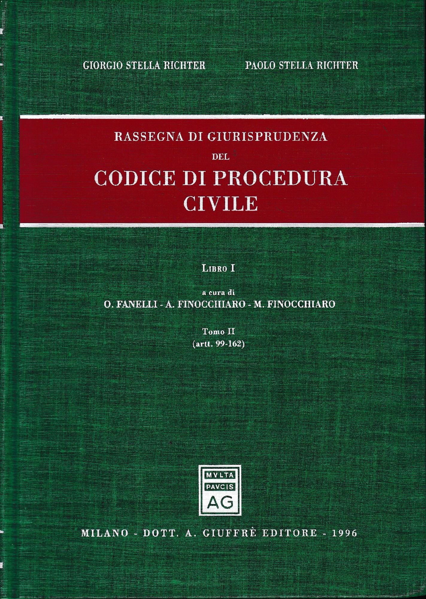 Rassegna di giurisprudenza del Codice di Procedura Civile. Artt. 99-162 (vol. 1/tomo 2) - copertina