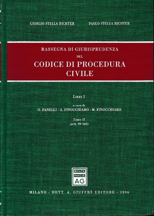 Rassegna di giurisprudenza del Codice di Procedura Civile. Artt. 99-162 (vol. 1/tomo 2) - copertina