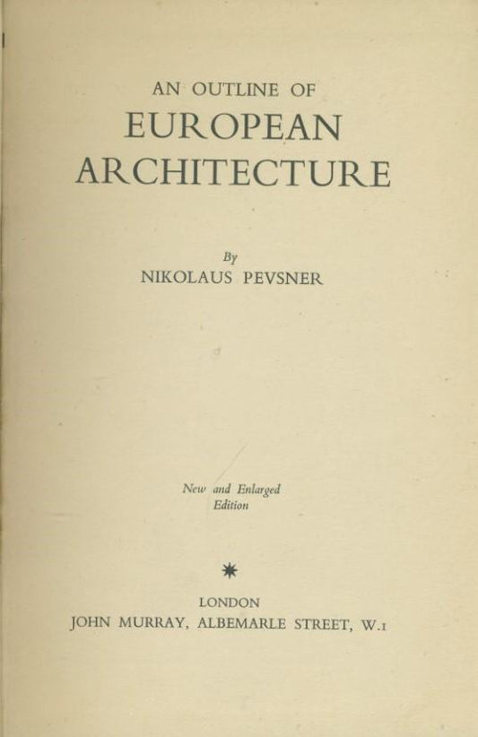 An outline of european architecture - copertina