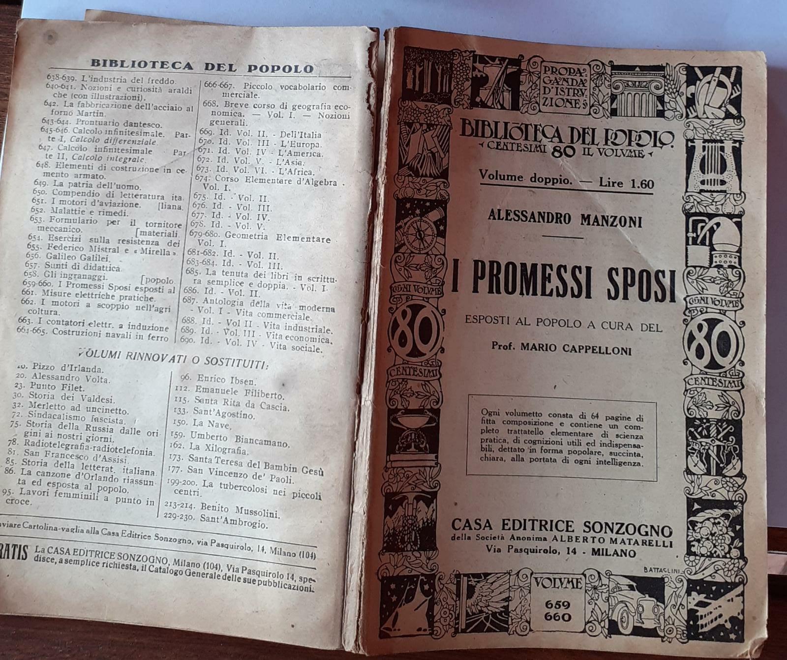 I promessi sposi esposti al popolo a cura di mario Cappelloni - copertina