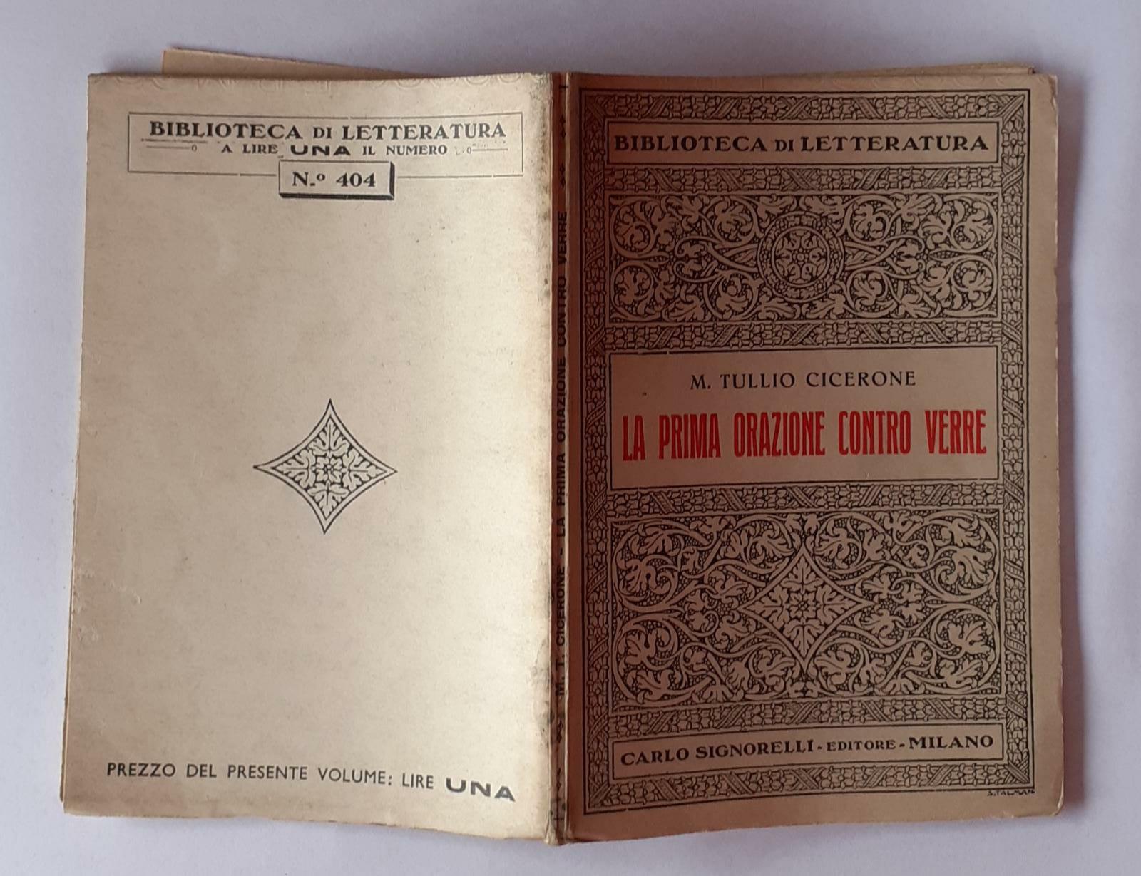 La prima orazione contro verre - copertina