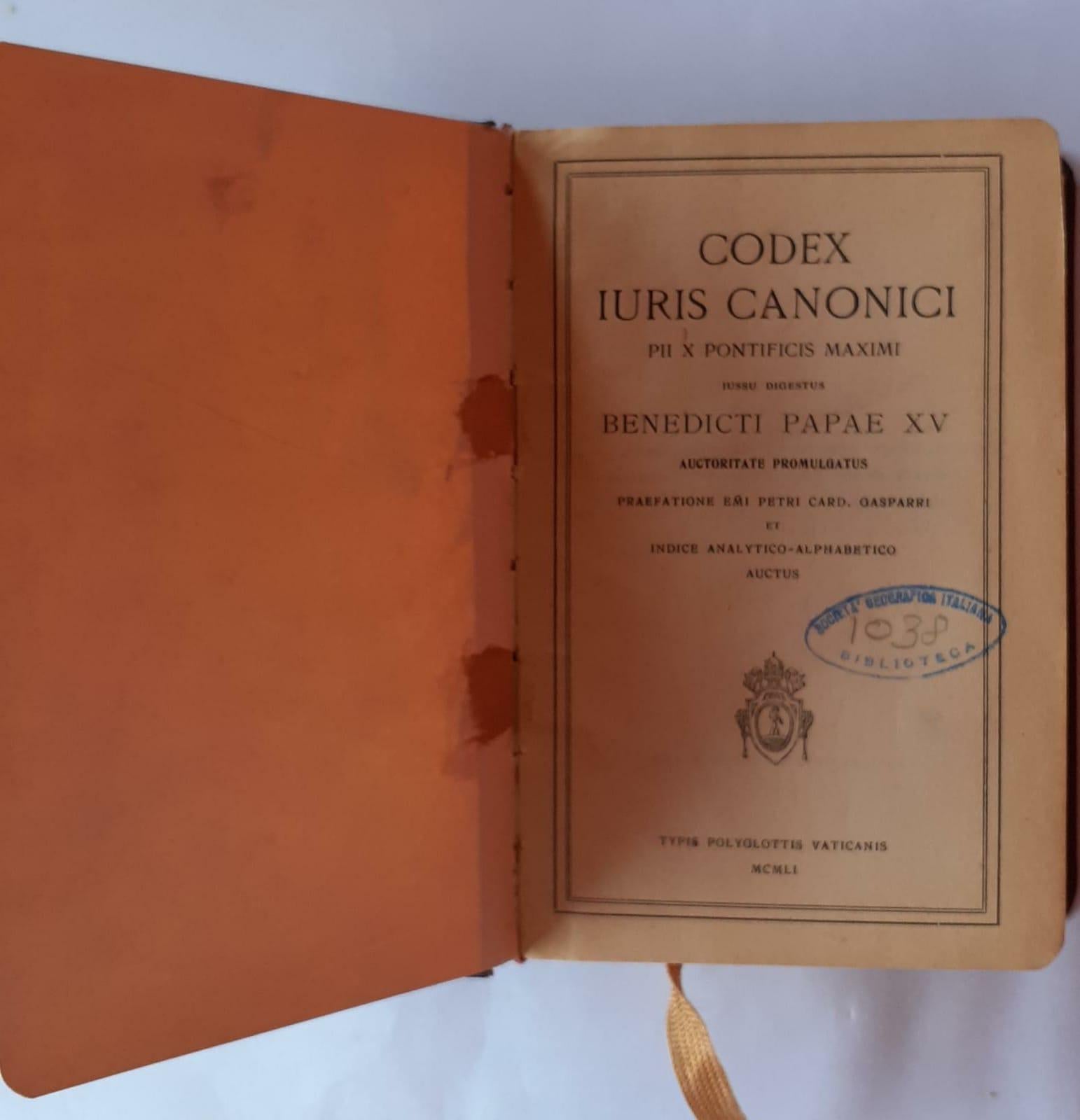 Codex iuris canonici PII X pontificis Maximi - copertina