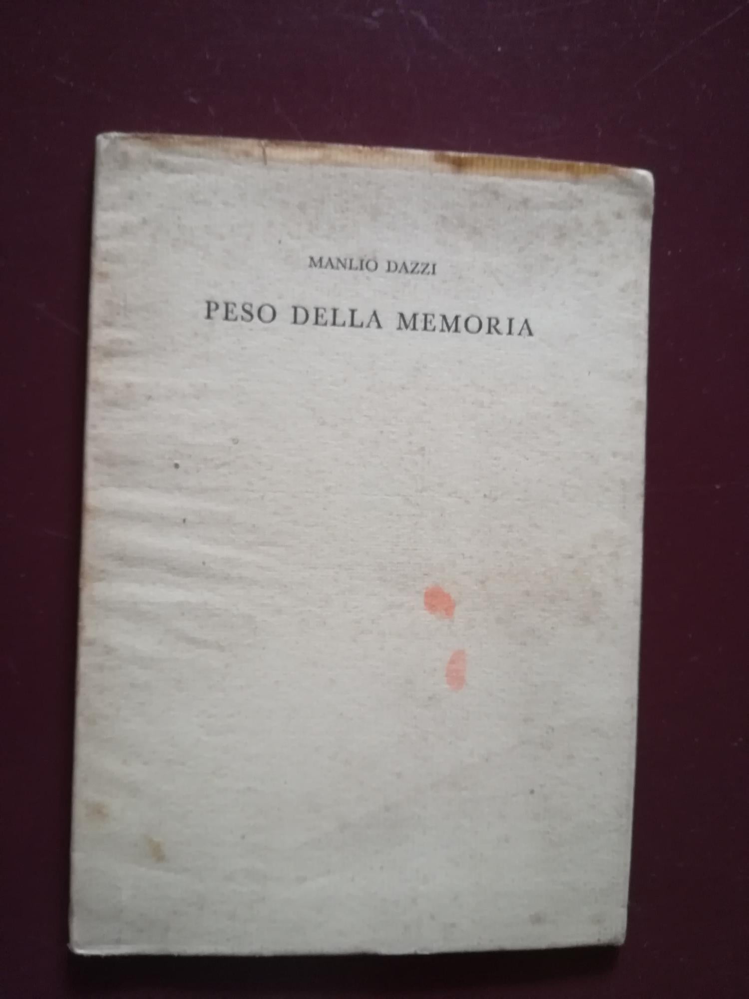Peso della memoria - copertina