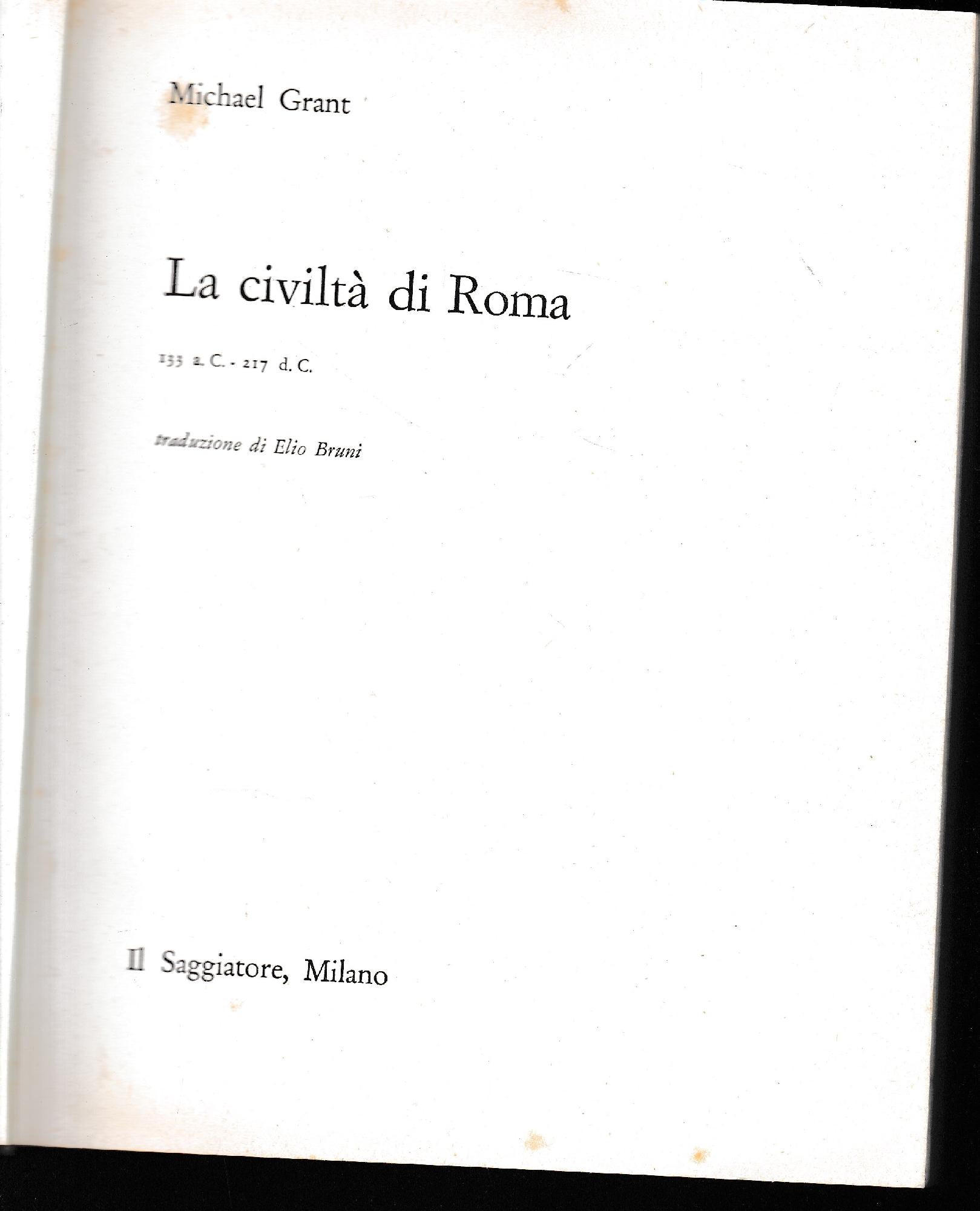 La civiltà di Roma 133 a. C. - 217 d. C. - copertina