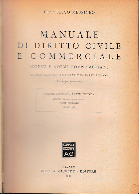 Manuale di Diritto Civile e Commerciale (codici e norme complementari), volume secondo, parte seconda - copertina