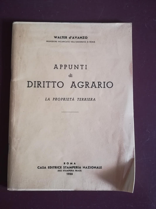 Appunti di diritto agrario - copertina