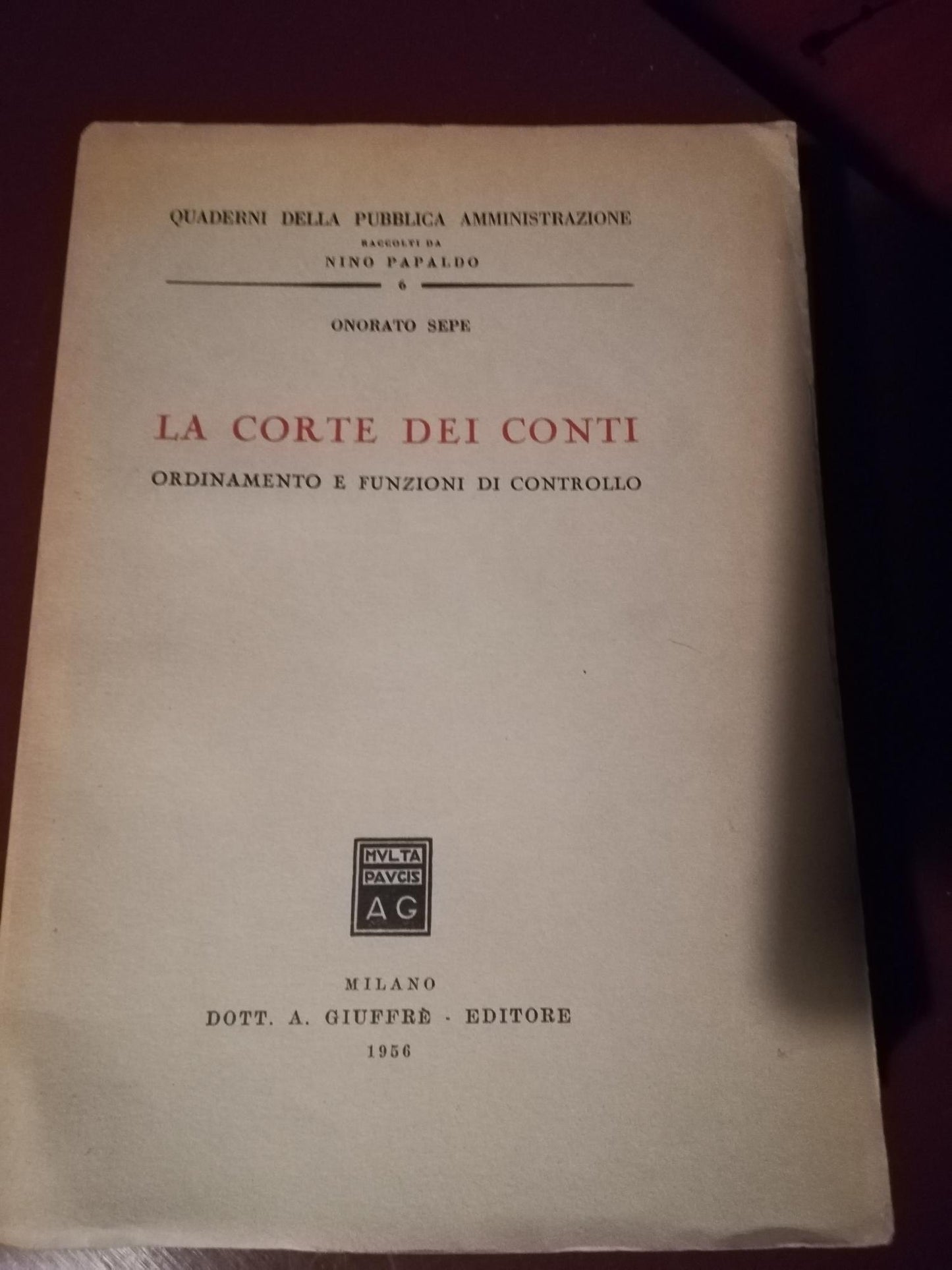 La Corte dei Conti ordinamento e funzioni di controllo - copertina
