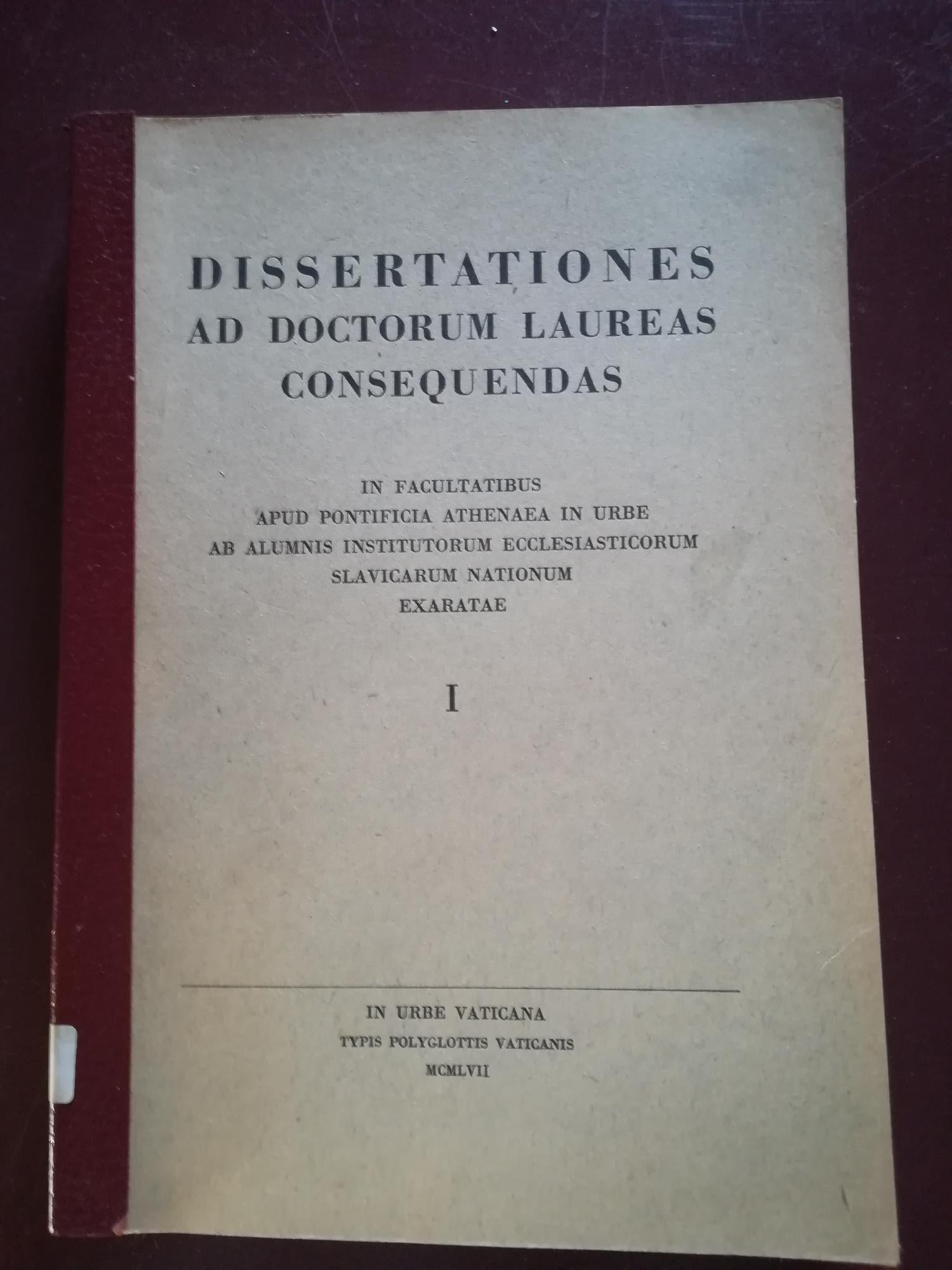 Dissertationes ad doctorum laureas consequendas - copertina