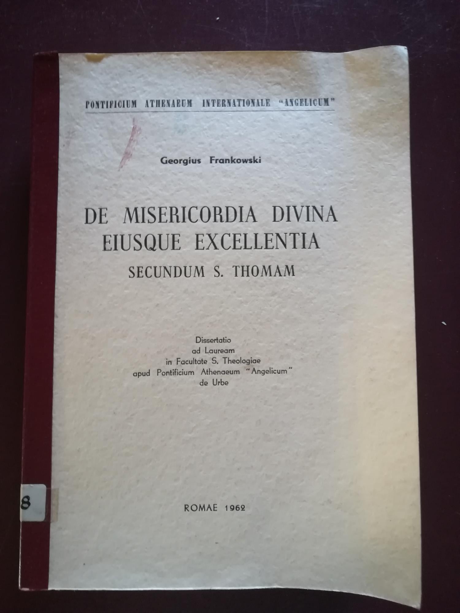 De misericordia divina eiusque excellentia - copertina