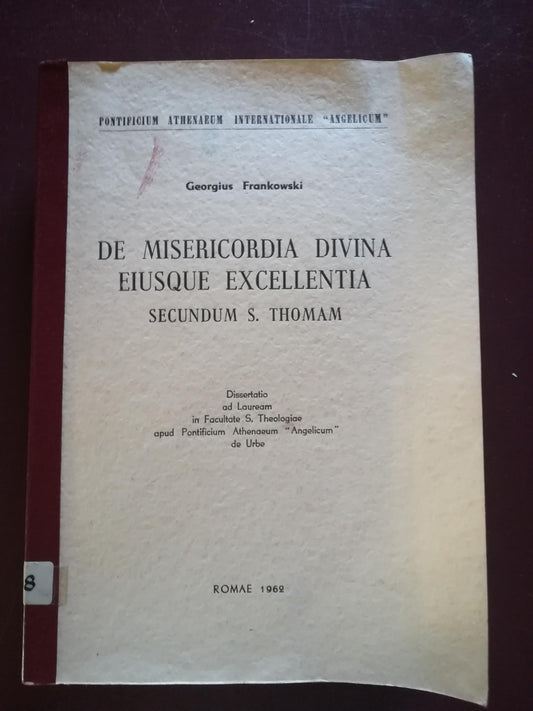 De misericordia divina eiusque excellentia - copertina