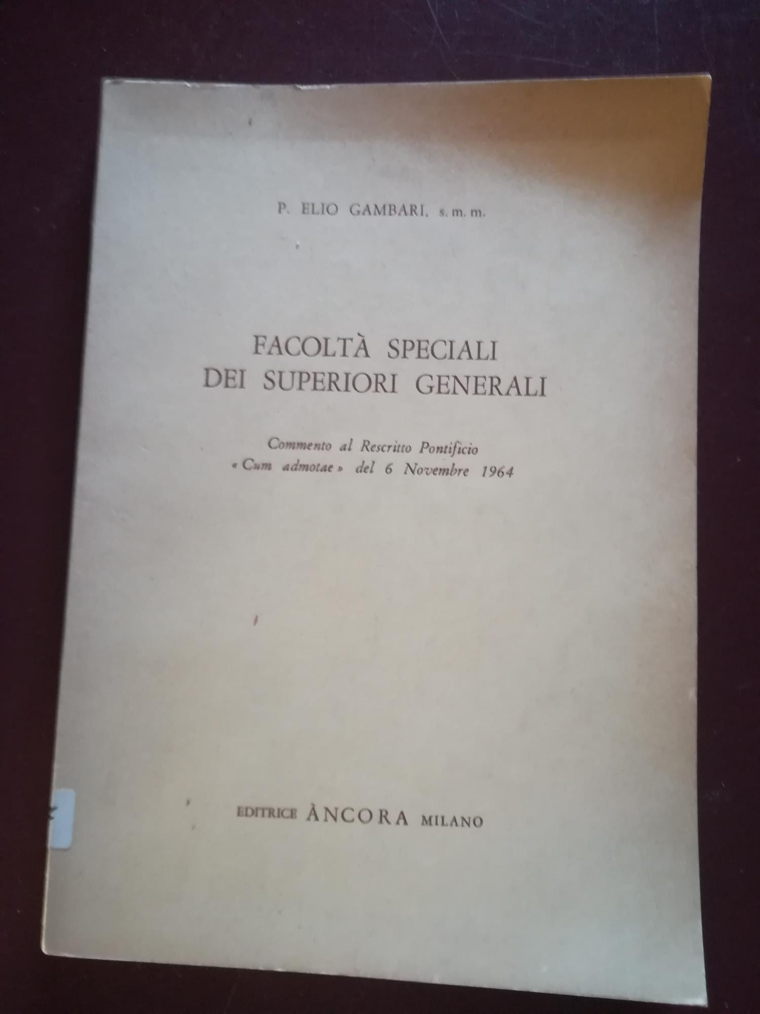 Facoltà speciali dei Superiori Generali - copertina
