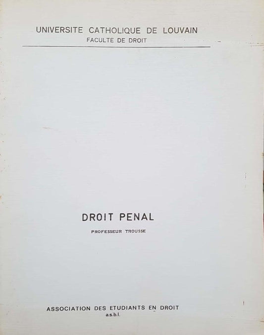Droit Penal I - copertina