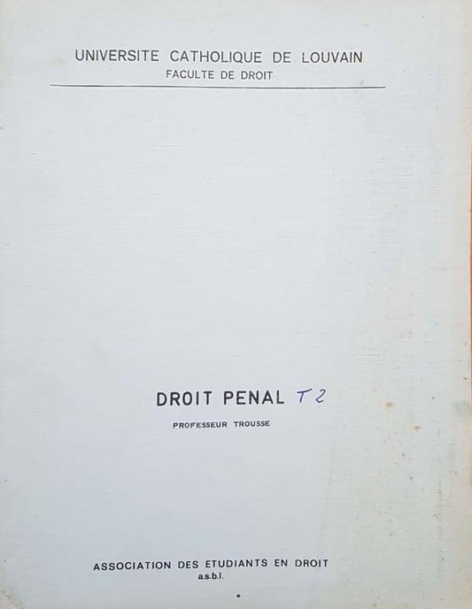 Droit Penal II - copertina