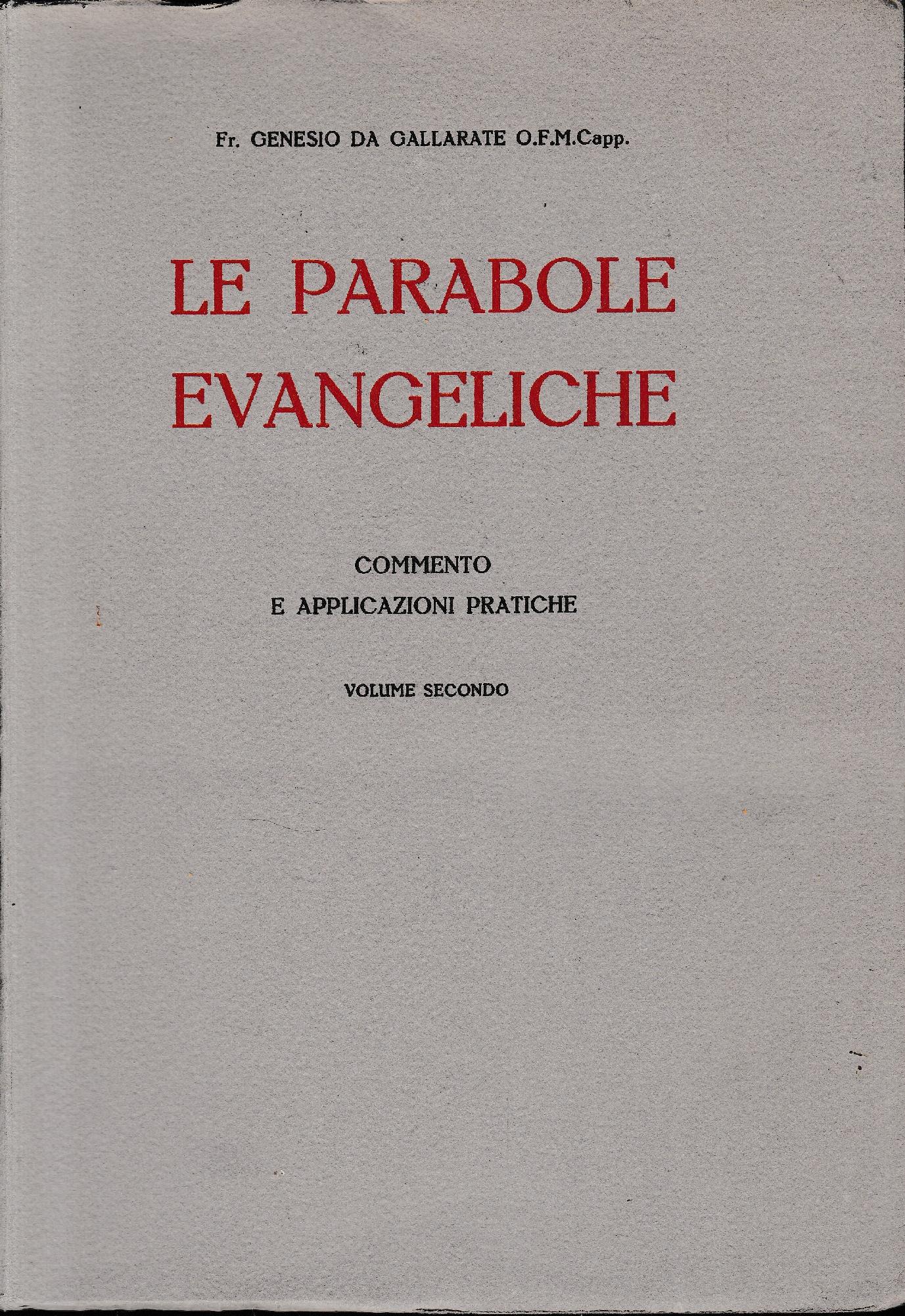 Le parabole evangeliche, volume secondo - copertina
