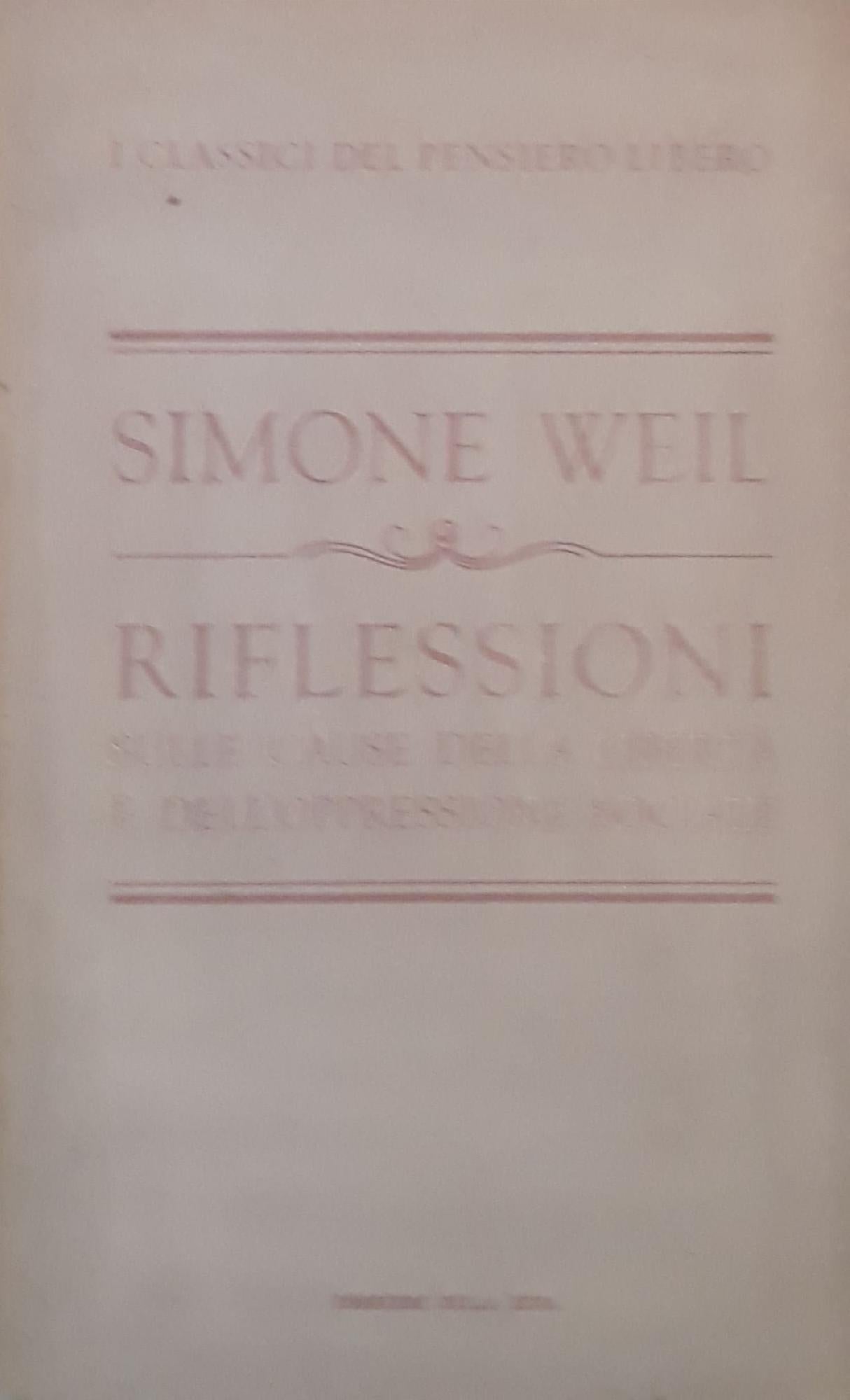 Riflessioni sulle cause della libertà e dell'oppressione sociale - copertina