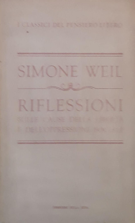 Riflessioni sulle cause della libertà e dell'oppressione sociale - copertina