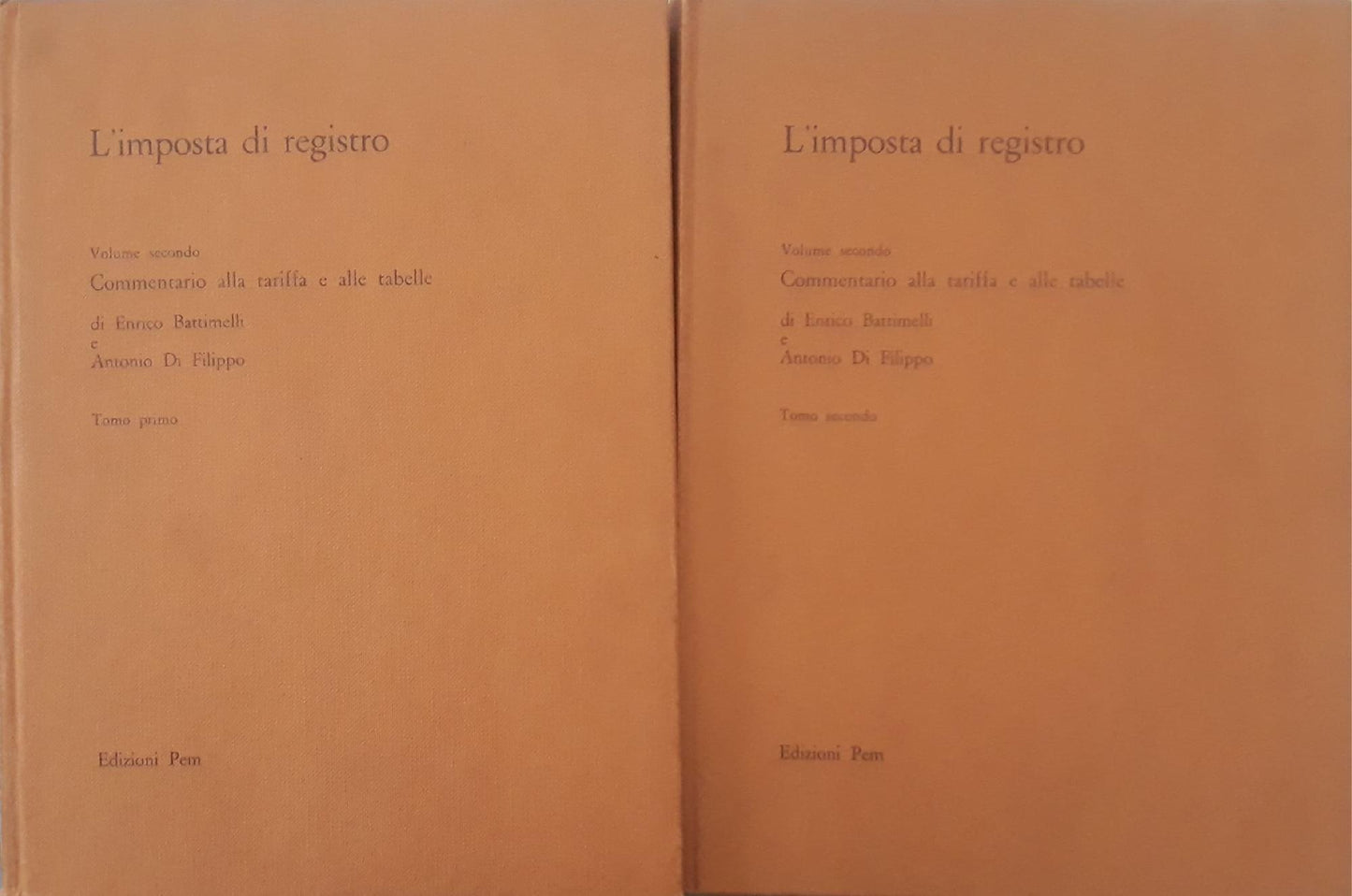 L'imposta di registro: commentario alla tariffa e alle tabelle, Volume secondo, Tomo primo e secondo - copertina