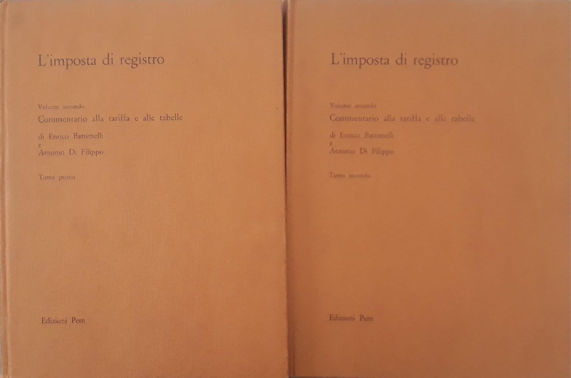 L'imposta di registro: commentario alla tariffa e alle tabelle, Volume secondo, Tomo primo e secondo - copertina