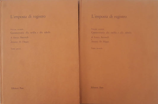 L'imposta di registro: commentario alla tariffa e alle tabelle, Volume secondo, Tomo primo e secondo - copertina