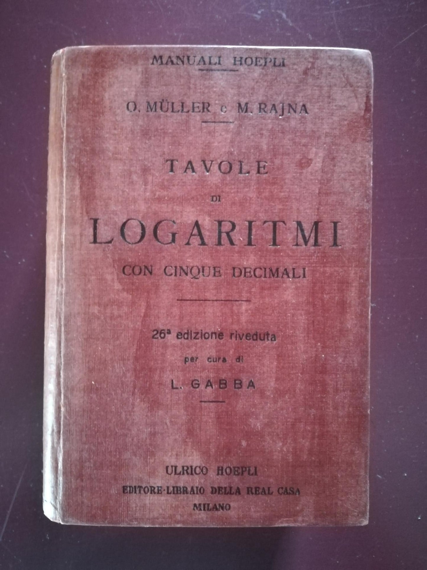 Tavole di Logaritmi con cinque decimali - copertina
