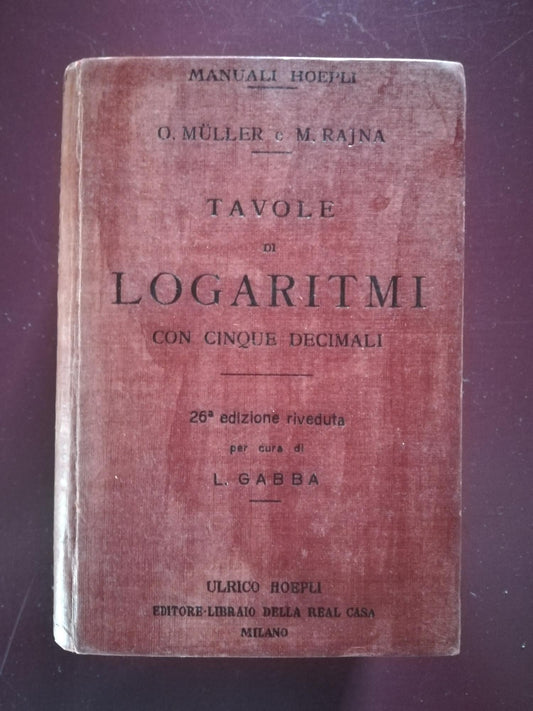 Tavole di Logaritmi con cinque decimali - copertina