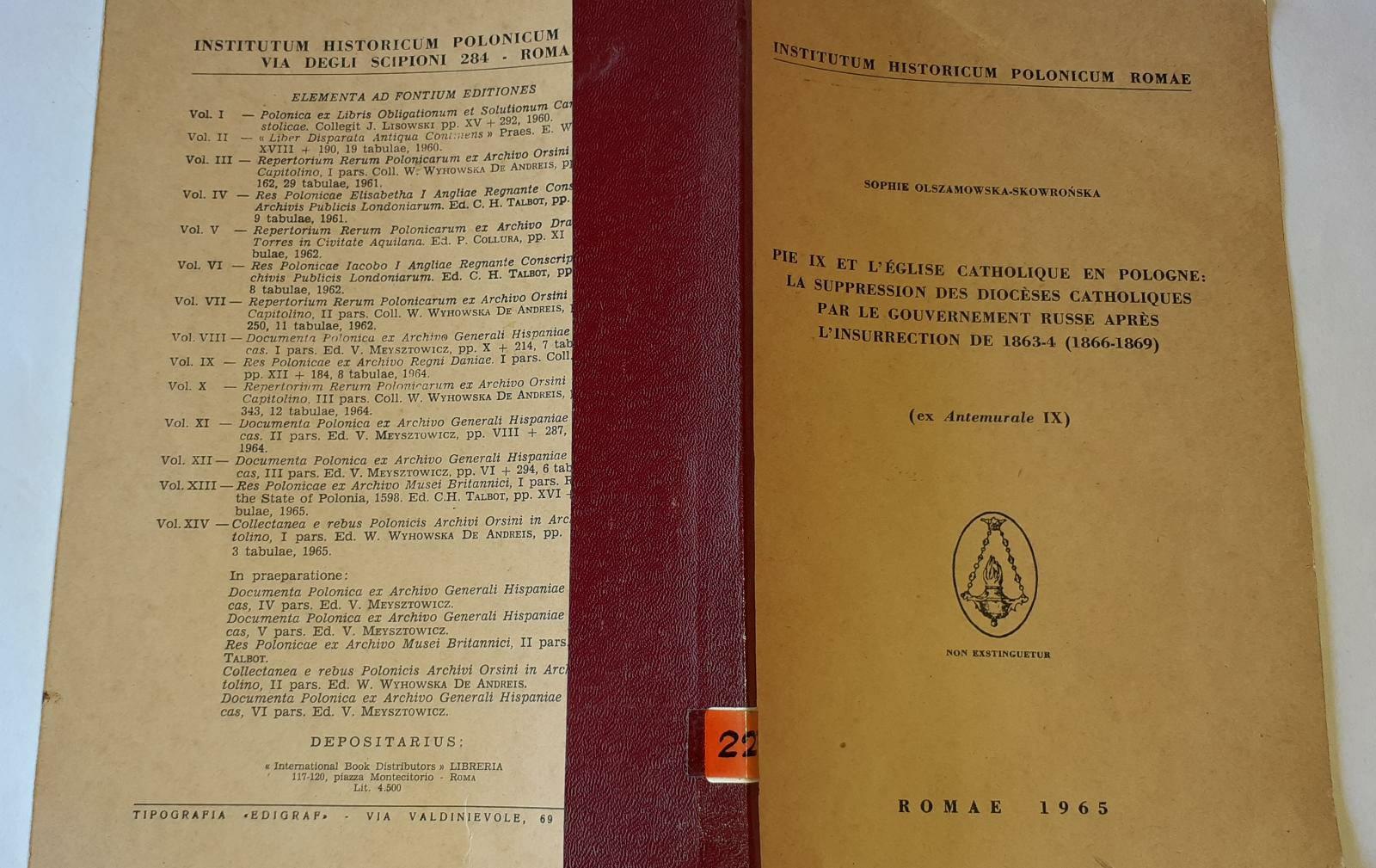 Pie IX et L'Eglise catholique en Pologne - copertina