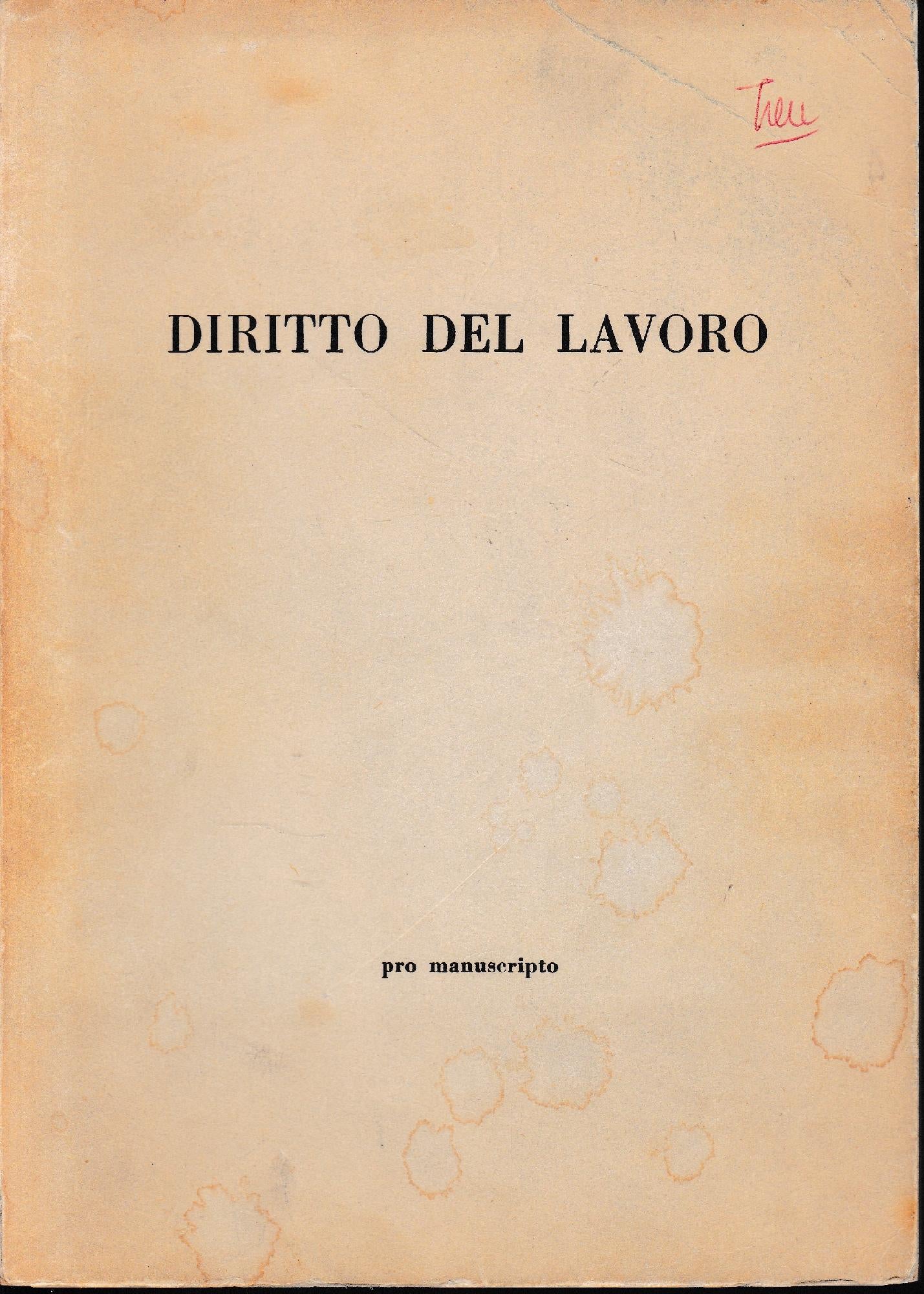 Diritto del Lavoro. Pro manuscripto - copertina