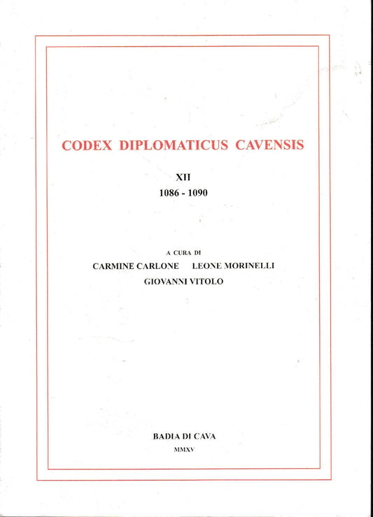 Codex Diplomaticus Cavensis XII 1086-1090 - copertina