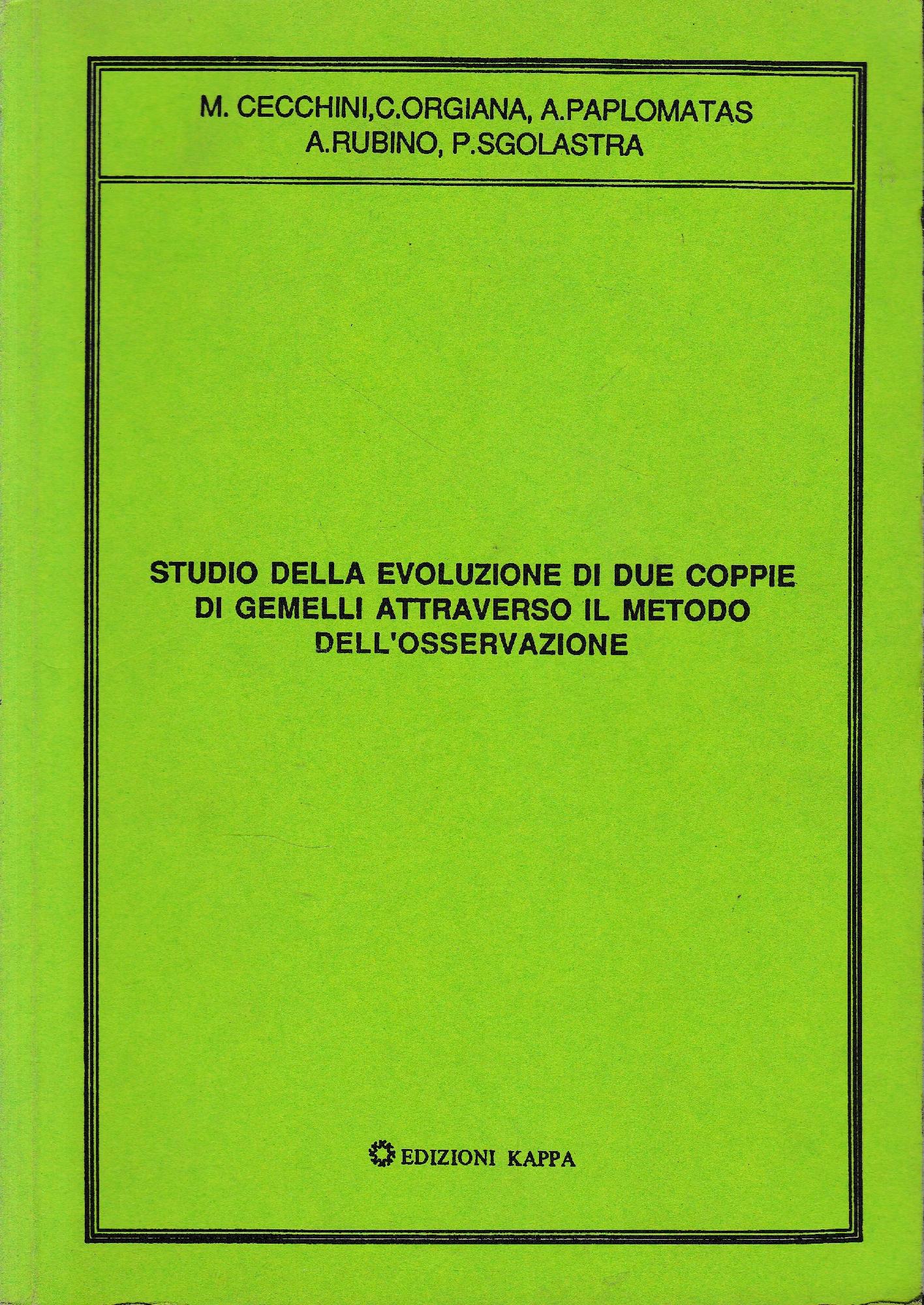 Studio della evoluzione di due coppie di gemelli attraverso il metodo dell'osservazione - copertina