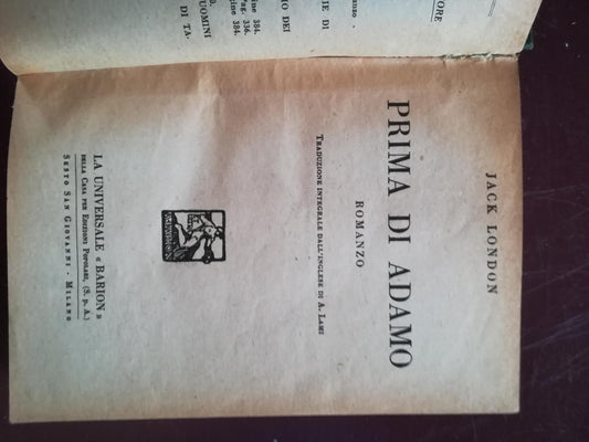 Prima di Adamo - copertina