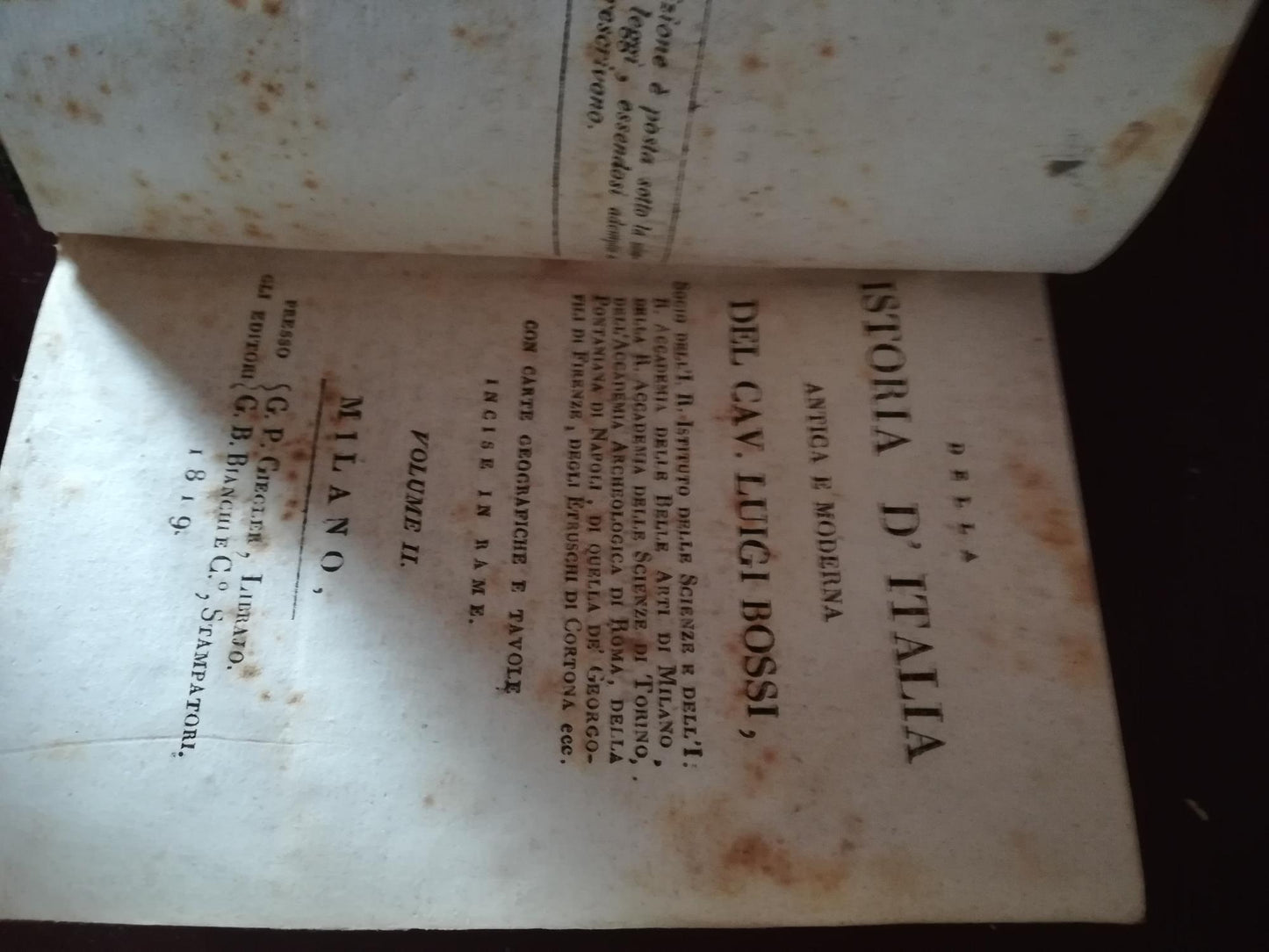 Della istoria d'Italia antica e moderna. Volume II. - copertina